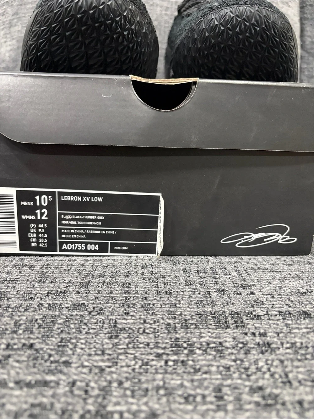 Brand new LeBron XV low triple black 10.5